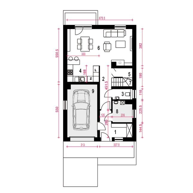 Rzut parteru POW. 71,0 m²
