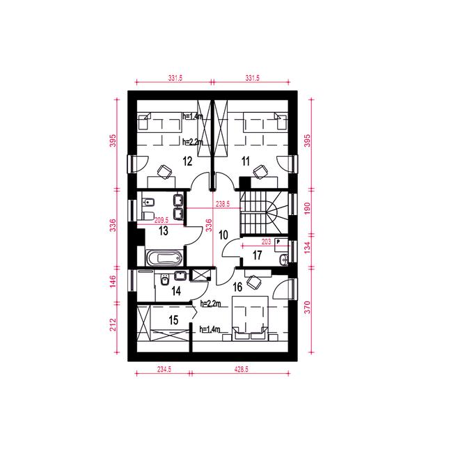 Rzut poddasza POW. 66,9 m²