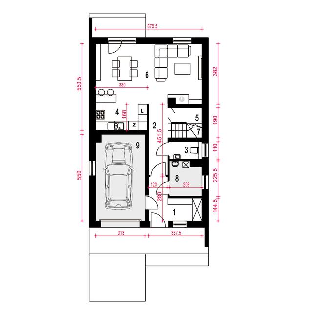 Rzut parteru POW. 71,0 m²