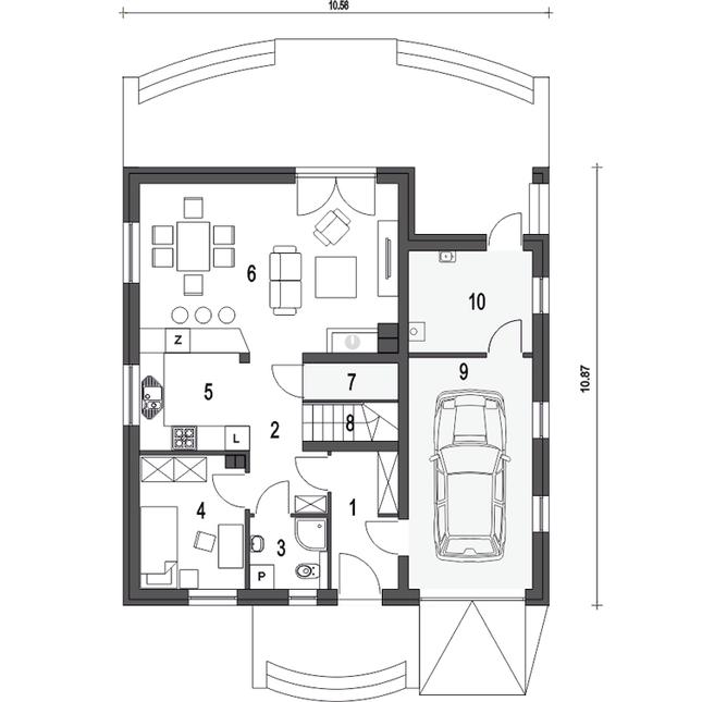 Rzut parteru POW. 86,2 m²