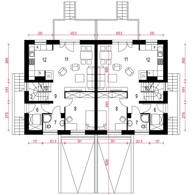Rzut parteru POW. 55,2 m²