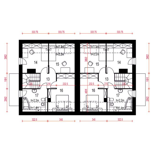 Rzut poddasza POW. 51,6 m²