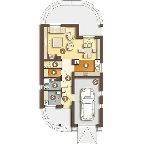 Rzut parteru POW. 68,1 m²