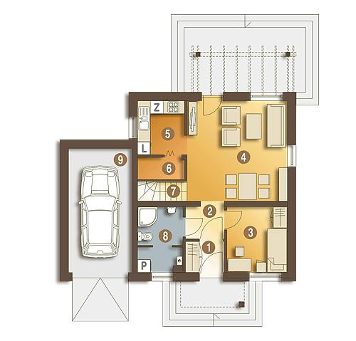 Rzut parteru POW. 69,5 m²