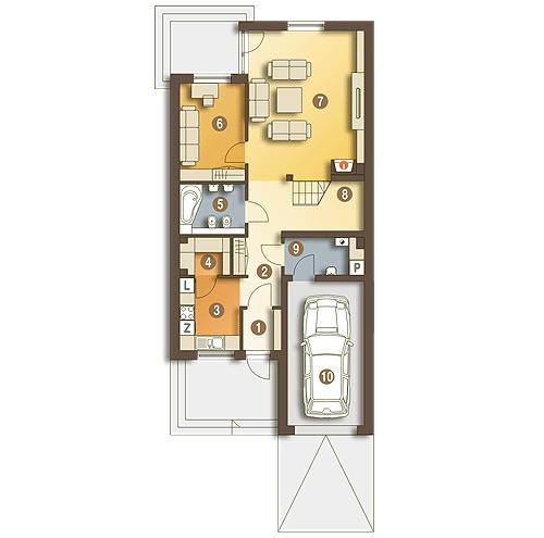 Rzut parteru POW. 90,1 m²