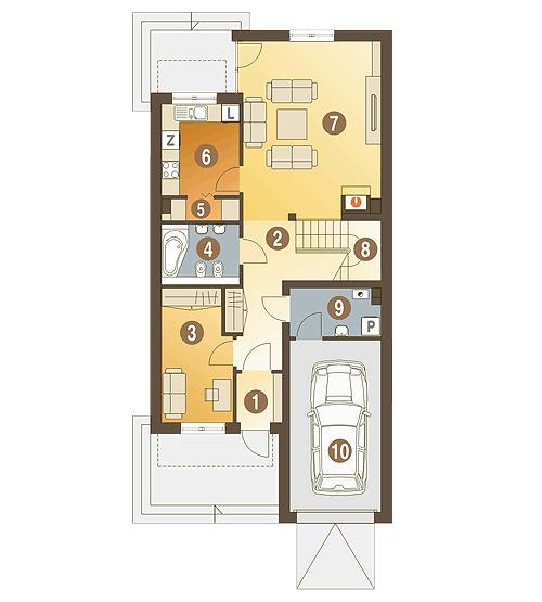 Rzut parteru POW. 91,3 m²