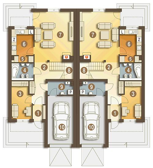 Rzut parteru POW. 89,9 m²