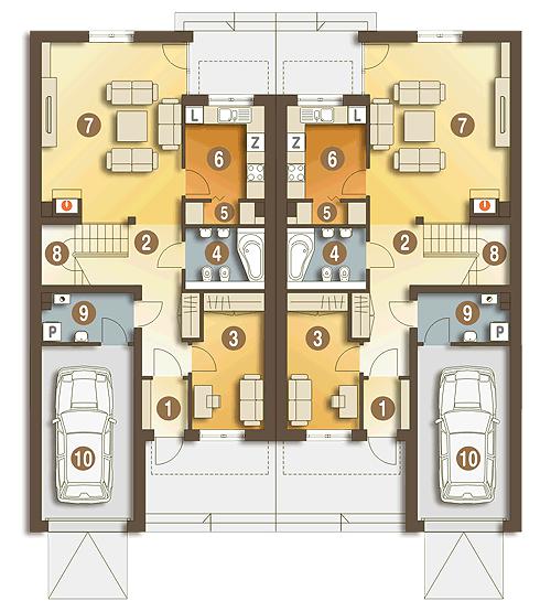 Rzut parteru POW. 89,9 m²