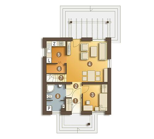 Rzut parteru POW. 51,6 m²