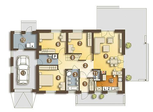 Rzut parteru POW. 121,1 m²