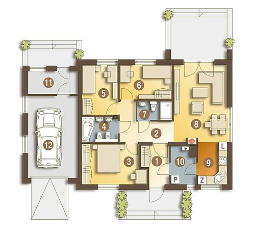Rzut parteru POW. 106,1 m²