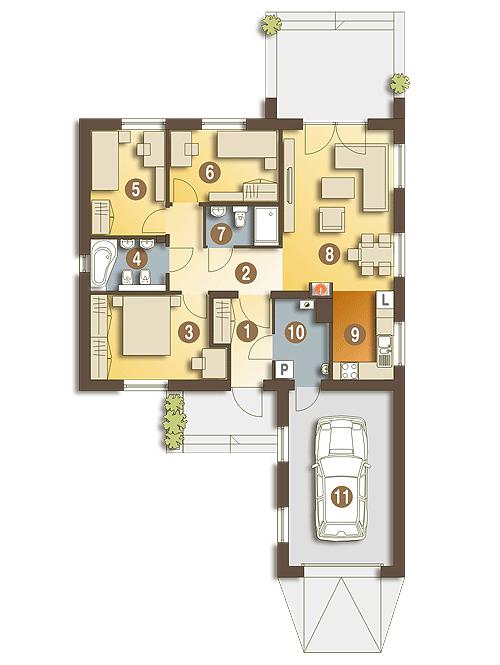 Rzut parteru POW. 101,0 m²
