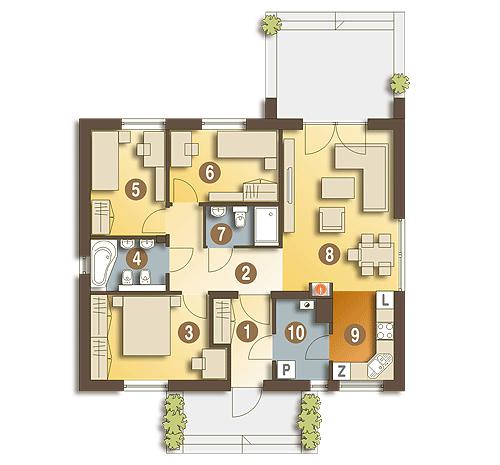 Rzut parteru POW. 80,1 m²