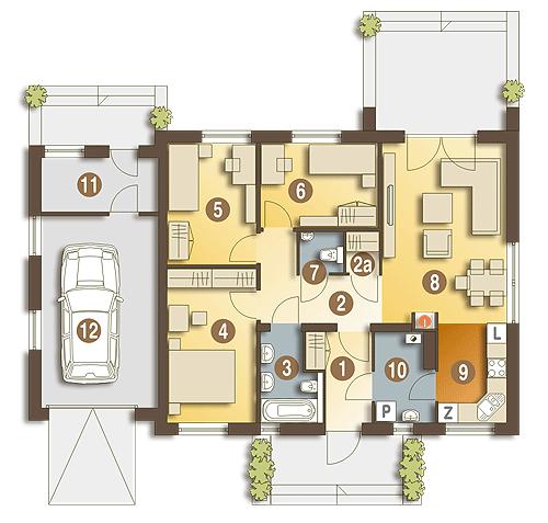 Rzut parteru POW. 107,3 m²