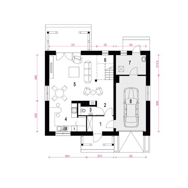 Rzut parteru POW. 81,1 m²