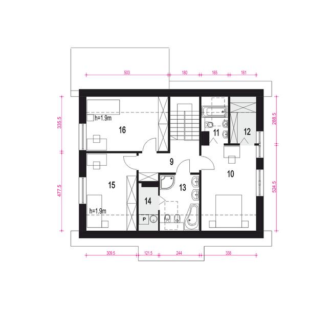 Rzut poddasza POW. 60,4 m²