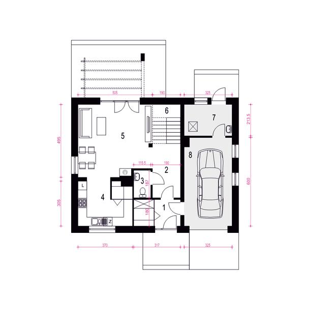 Rzut parteru POW. 81,2 m²