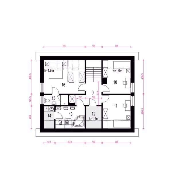 Rzut poddasza POW. 75,2 m²