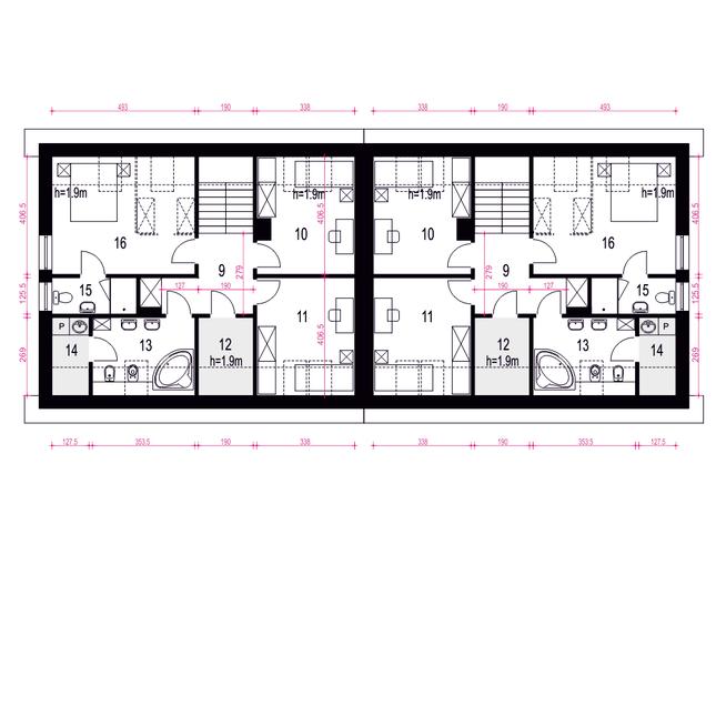 Rzut poddasza POW. 75,0 m²