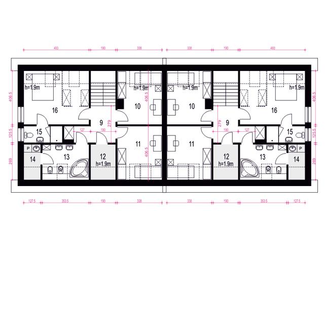 Rzut poddasza POW. 75,0 m²