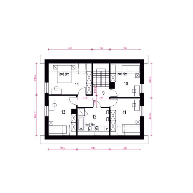 Rzut poddasza POW. 76,6 m²