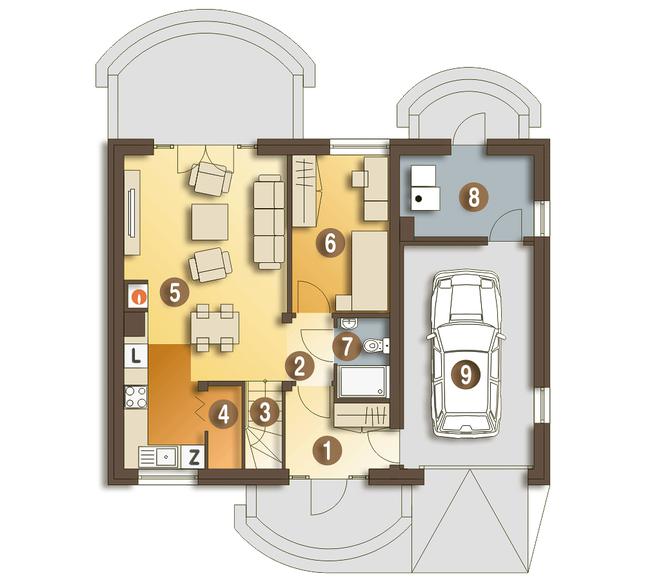 Rzut parteru POW. 73,7 m²