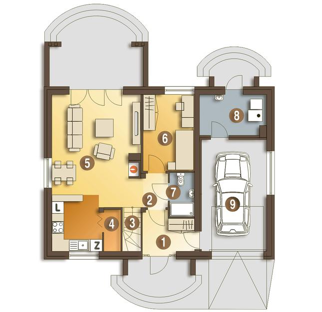 Rzut parteru POW. 77,5 m²