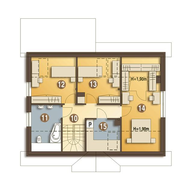 Rzut poddasza POW. 76,1 m²