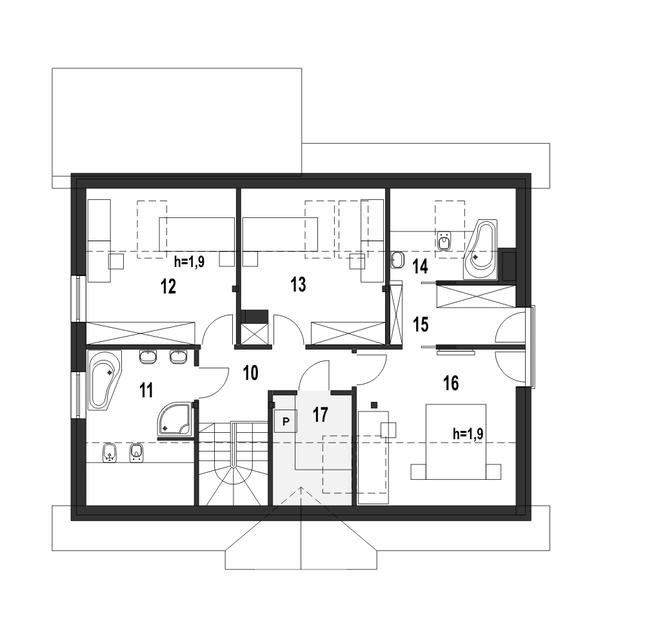 Rzut poddasza POW. 86,9 m²