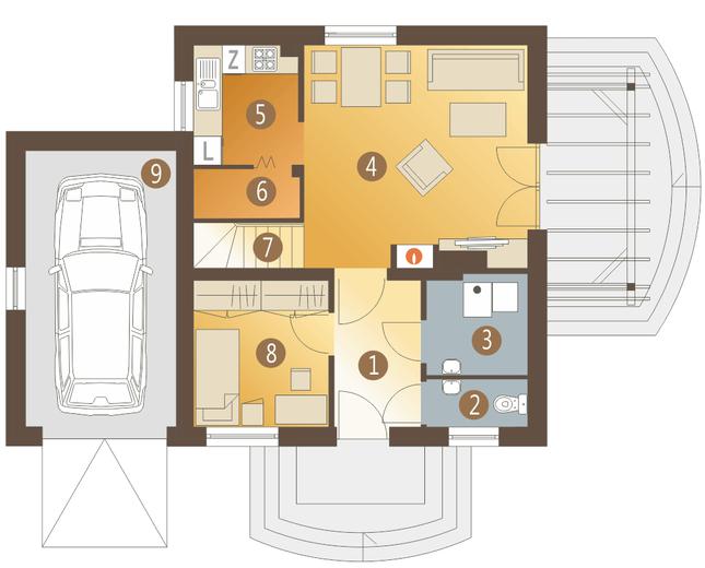 Rzut parteru POW. 69,3 m²