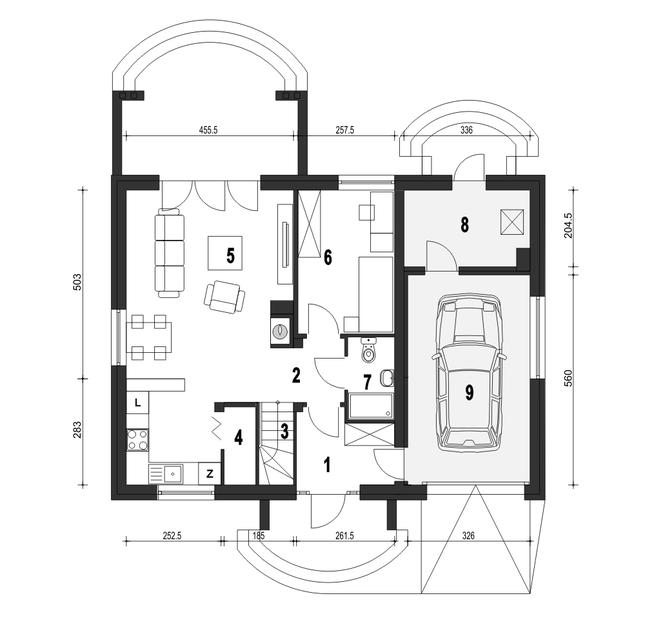 Rzut parteru POW. 79,2 m²