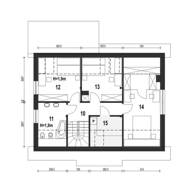 Rzut poddasza POW. 76,9 m²