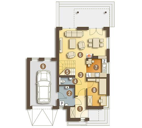 Rzut parteru POW. 77,5 m²