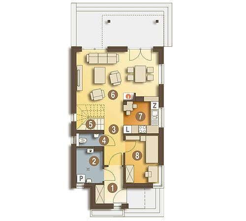Rzut parteru POW. 57,9 m²