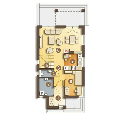 Rzut parteru POW. 57,9 m²