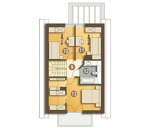 Rzut poddasza POW. 51,9 m²