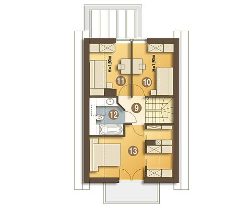 Rzut poddasza lustro POW. 51,9 m²