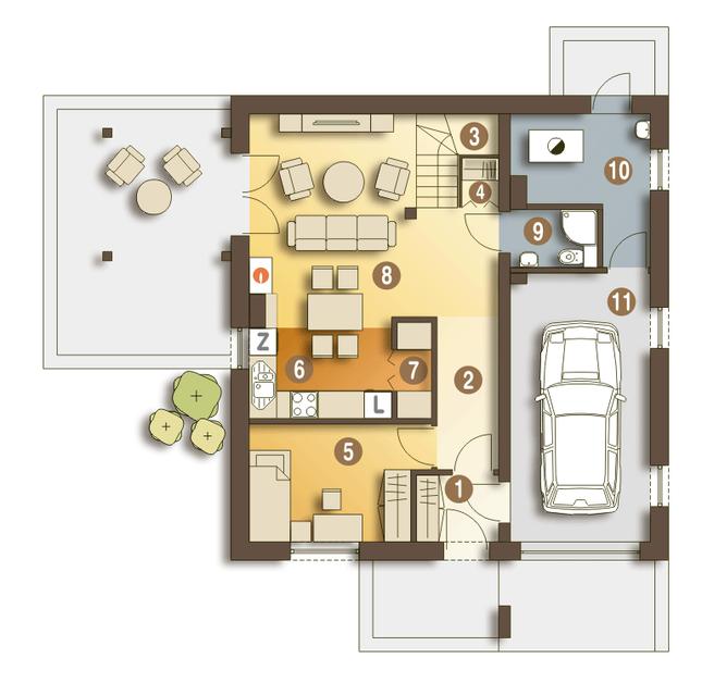 Rzut parteru POW. 76,4 m²