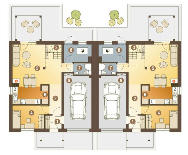 Rzut parteru POW. 77,2 m²