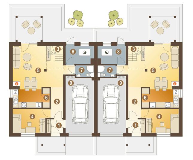 Rzut parteru POW. 77,2 m²
