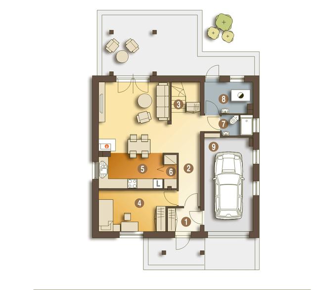 Rzut parteru POW. 84,0 m²