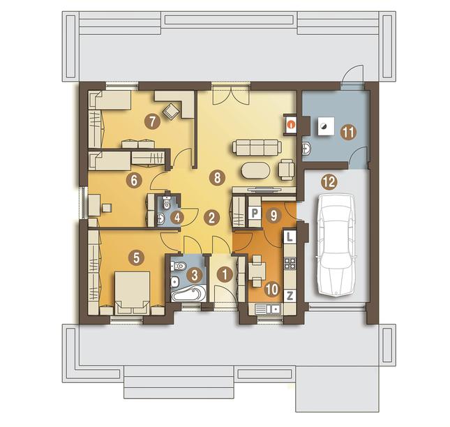 Rzut parteru POW. 116,8 m²