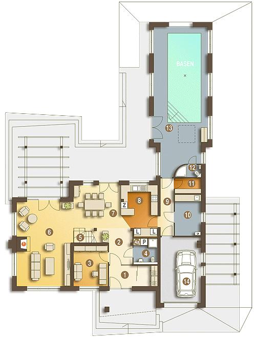 Rzut parteru POW. 202,2 m²