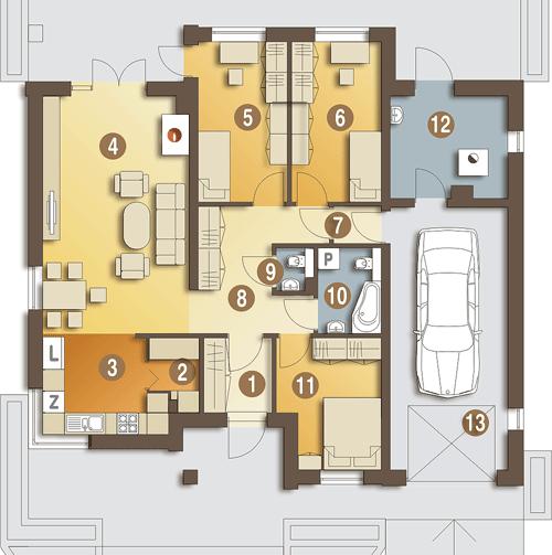 Rzut parteru POW. 119,2 m²