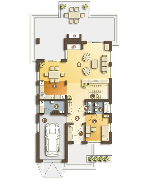 Rzut parteru POW. 103,8 m²