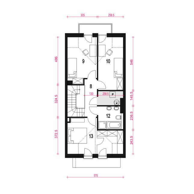Rzut poddasza POW. 58,9 m²