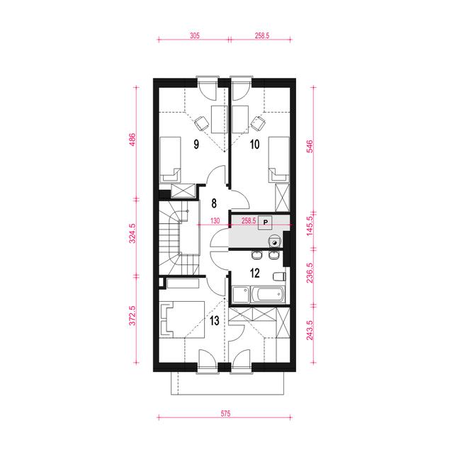 Rzut poddasza POW. 58,9 m²