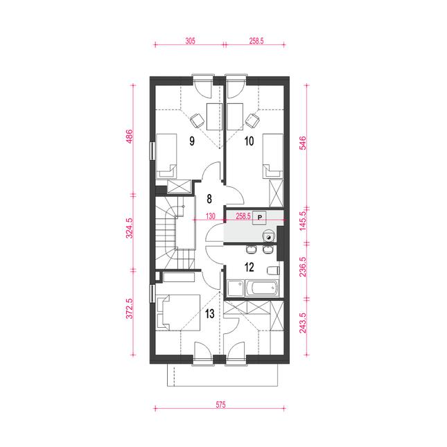 Rzut poddasza POW. 58,9 m²