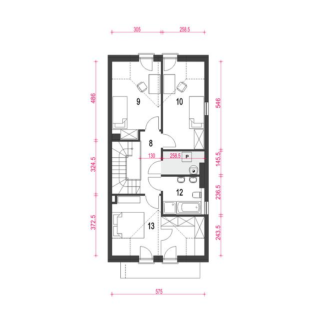 Rzut poddasza POW. 58,9 m²