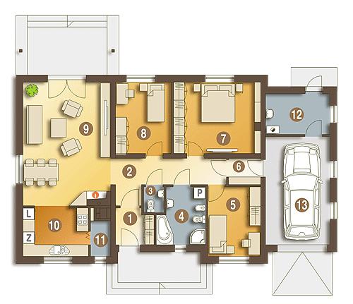 Rzut parteru POW. 123,9 m²